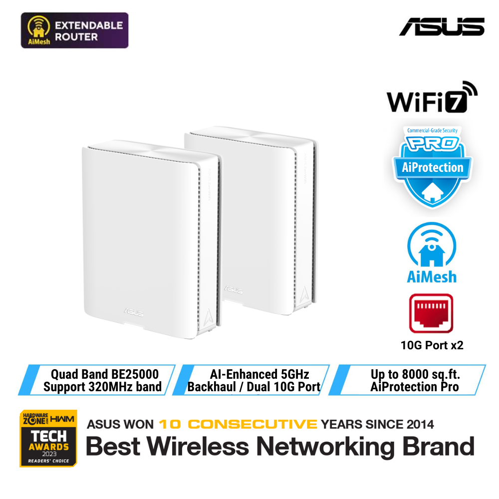 ASUS ZenWiFi BQ16 Quad Band WiFi 7 BE25000 Mesh WiFi Router - coverage ...