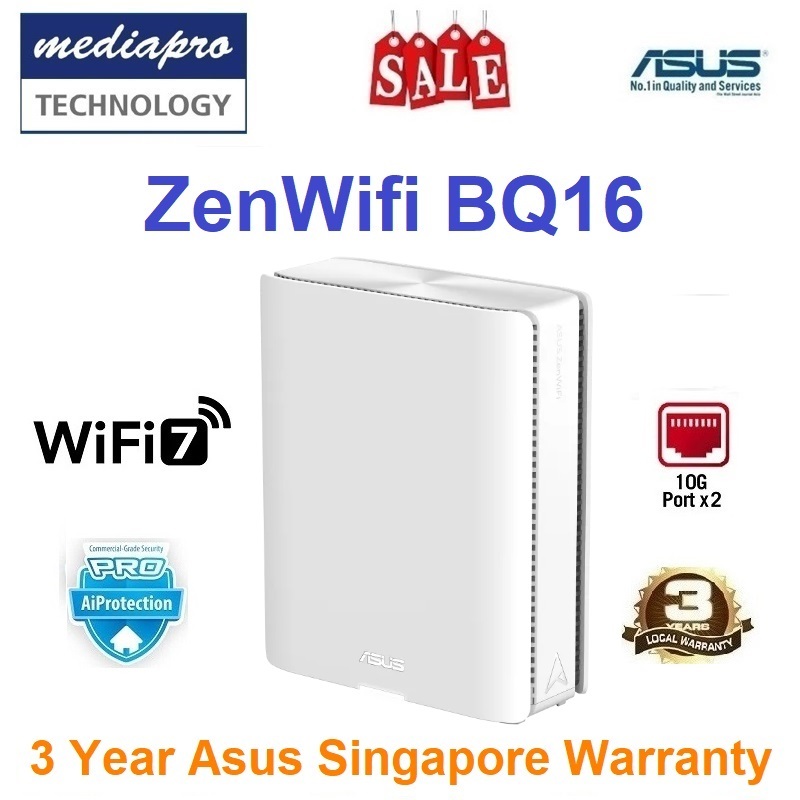 ASUS ZenWiFi BQ16 1-Pack Quad Band WiFi 7 (802.11be) BE25000 Mesh WiFi ...