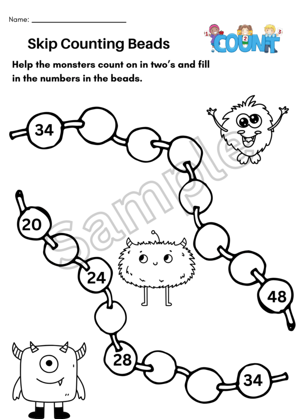 Skip Counting by 2 Worksheets