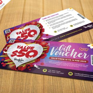 Free Valentine’s Day Gift Voucher Template PSD