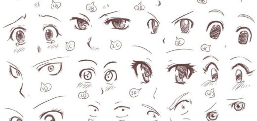 Anime and manga eyes drawing reference