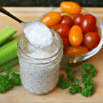 ranch dressing in a jar with vegetables