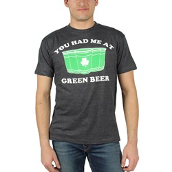 St. Patrick's Day - Mens You Had me at Green Beer T-Shirt in Black