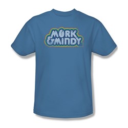 Mork & Mindy - Distressed Mork Logo Adult T-Shirt In Carolina Blue