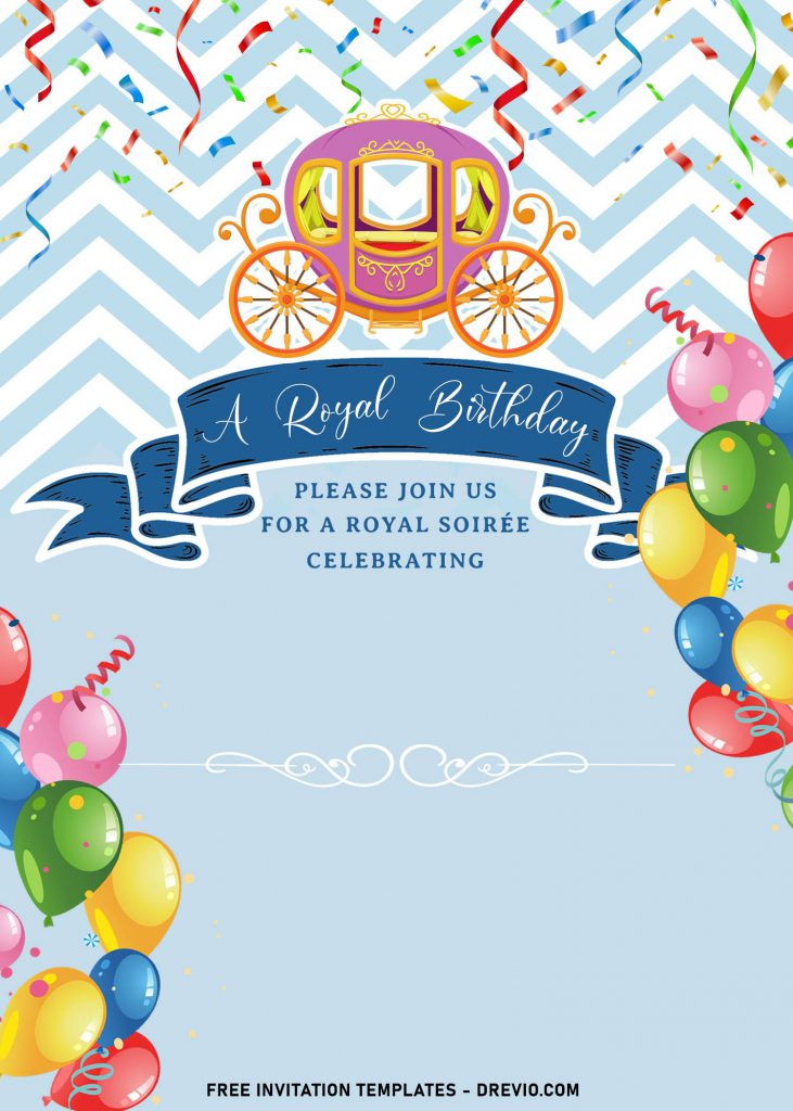 8+ Royal Birthday Invitation Templates For Your Kids Upcoming Birthday Party and has colorful balloons