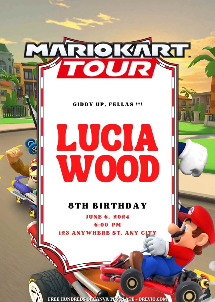 Free Mario Kart Tour Birthday Invitations