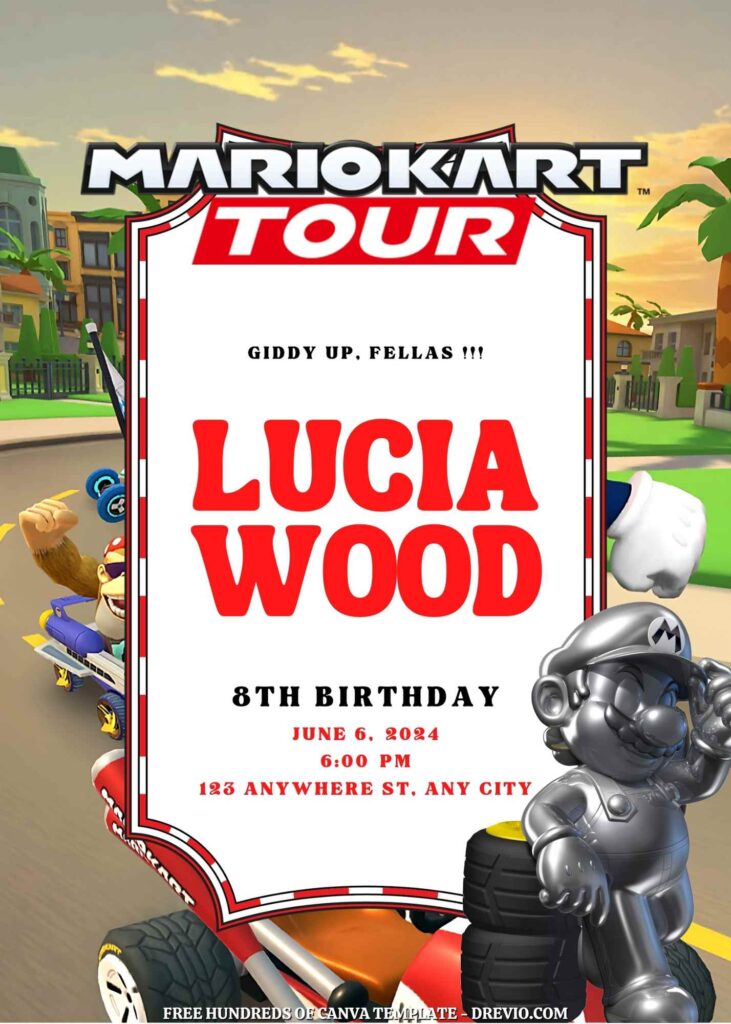 Free Mario Kart Tour Birthday Invitations