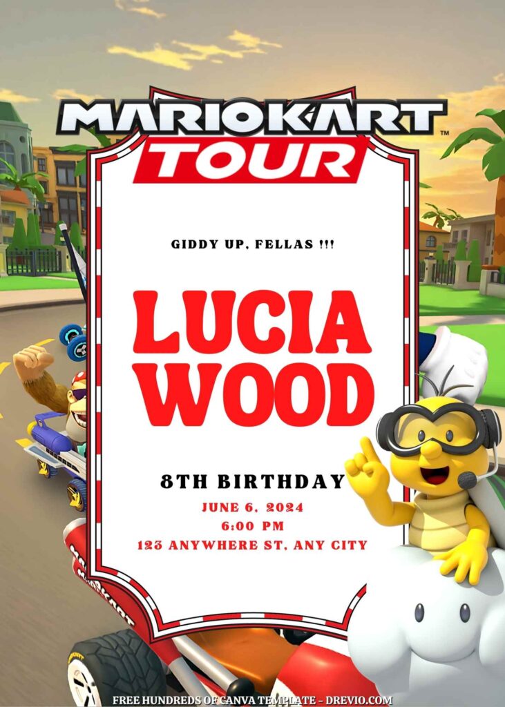 Free Mario Kart Tour Birthday Invitations