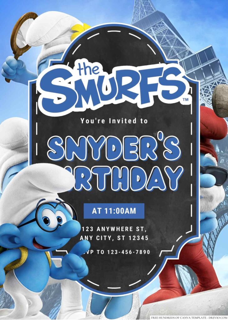 The Smurfs Birthday invitation