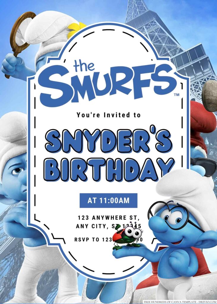 The Smurfs Birthday invitation