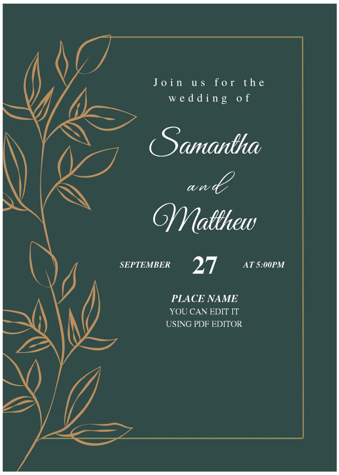 (Free Editable PDF) Modern Hand Drawn Floral Wedding Invitation ...