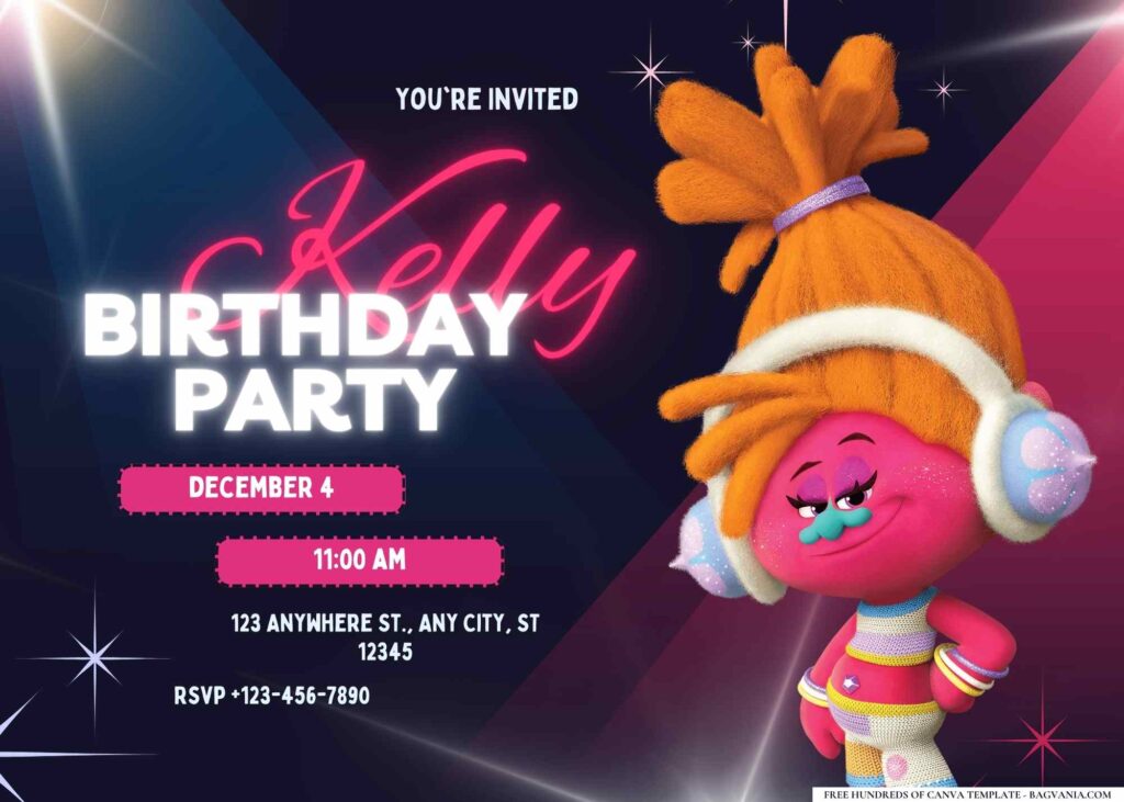 FREE Editable Trolls World Tour Birthday Invitation