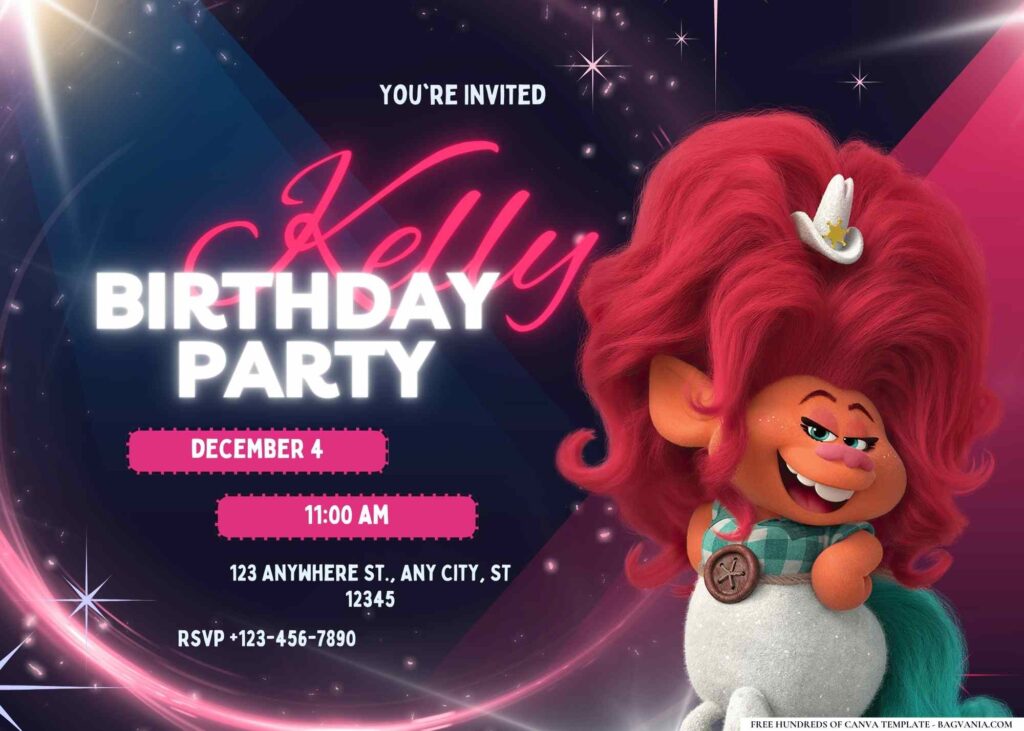 FREE Editable Trolls World Tour Birthday Invitation