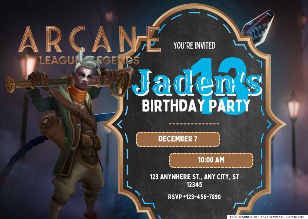 FREE Editable Arcane League Of Legends Birthday Invitation