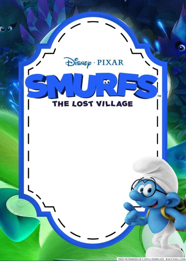 FREE Smurfs The Lost Village Baby Shower Canva Templates 14