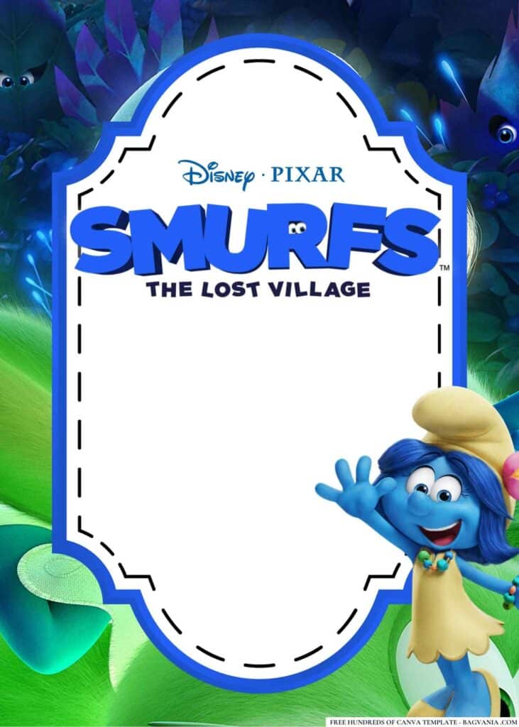 FREE Smurfs The Lost Village Baby Shower Canva Templates 6