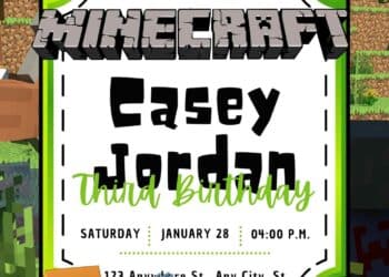 FREE Minecraft Birthday Invitations