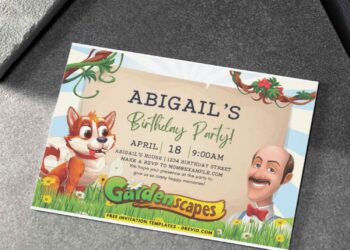 Austin and Dog Gardenscapes Birthday Invitations