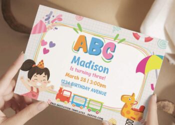 Cartoon ABC Kids Birthday Invitations