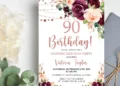 90th Birthday Invitations (Credit: etsy)