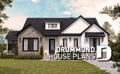 front - BASE MODEL - One-story farmhouse, 1 to 4 bedrooms, den, kitchen with pantry, cathedral ceiling - Muskoka