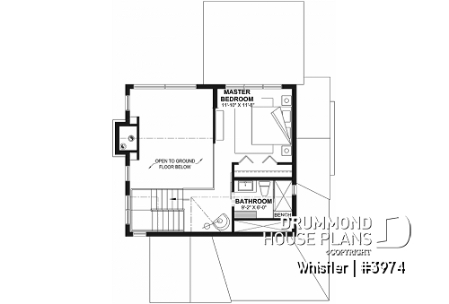 2nd level - House plan with loft bedroom (total of 3 beds), open floor plan, fireplace and more - Whistler