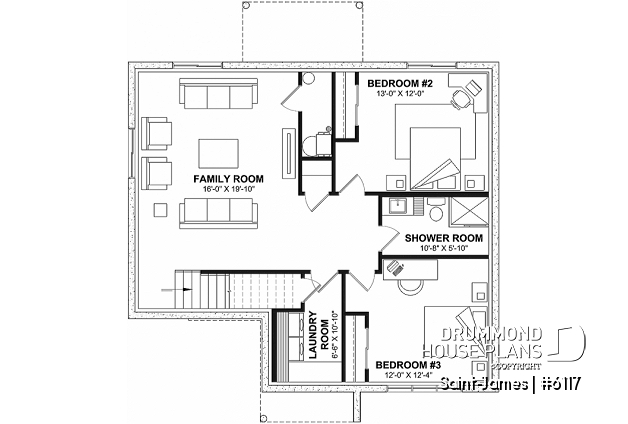 Finished basement - Compact 1 to 4 bedroom modern farmhouse with den, and optional finished basement ($) - Saint-James