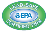 A green and white logo for the lead safe certified firm.