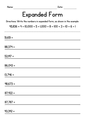 Writing 5-Digit Numbers Expanded Form | Teaching Resources