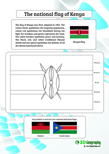 Colour in Kenya flag worksheet | Teaching Resources