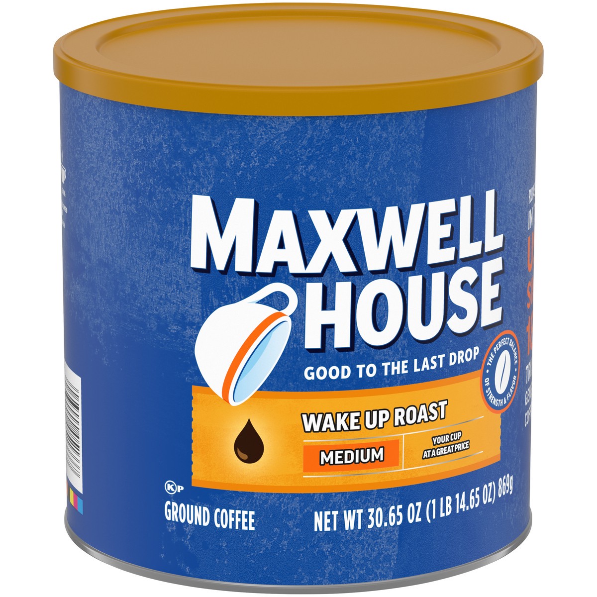 slide 2 of 9, Maxwell House Medium Roast Wake Up Roast Ground Coffee, 30.65 oz. Canister, 30.65 oz