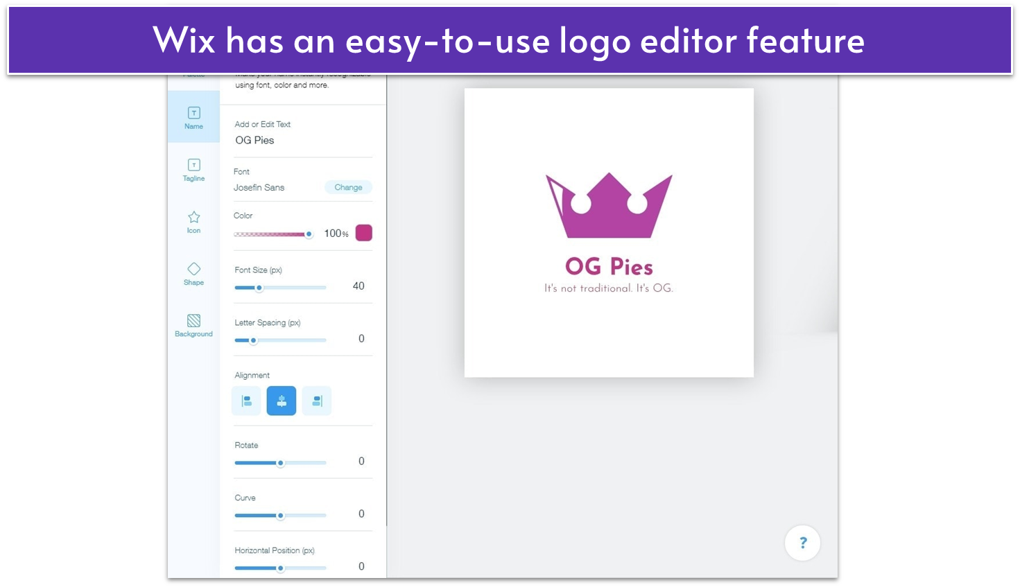 Wix’s logo editor