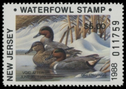 Scan of 1988 New Jersey Duck Stamp NR