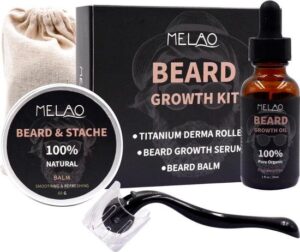 Melao Baardgroei serum set - Derma roller + baardgroei olie + baard balsem - de ultieme baardverzorging