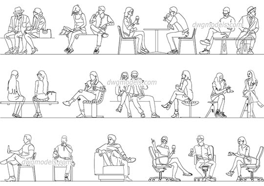 Sitting Person Set AutoCAD blocks