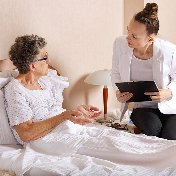 social worker with patient