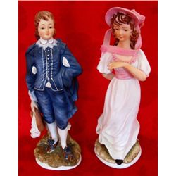 Lefton China Blue Boy & Pinkie Porcelain Figurines