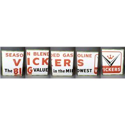 Vickers Gasoline Large 5-Piece Tin Sign