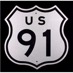 U.S. Route 91 Wooden Highway Sign from Montana