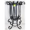 Image 1 : BLACK WROUGHT IRON 4 FOOTED PLANT STAND 16.5" TALL