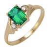 Image 1 : 10KT Yellow Gold Created Lab Emerald & Diamond Ring -# 455