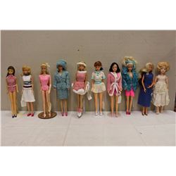 Lot of Vintage Barbie Dolls (10)w/Stands