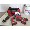 Image 2 : Craftsman 4 pc cordlerss circular saw, drill, flashlight, Sawzall c/w 2 - 20v Lithium batteries, cha