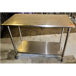 Stainless Steel Rolling Prep Table w/ Undershelf 48  x 24  38  H