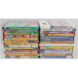 BOX OF 25 CHILDRENS DVDS INCL CARE BEARS, DORA,