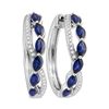 Image 1 : 2.67 CTW Oval Natural Blue Sapphire Diamond Woven Hoop Earrings 14KT White Gold - REF-179F9N