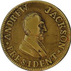 1834 Andrew Jackson Hard Times Token in Brass. 