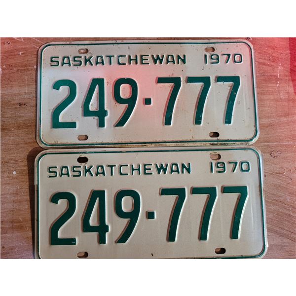 777' series - pair of 1970 Saskatchewan license plates