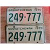 Image 1 : 777' series - pair of 1970 Saskatchewan license plates