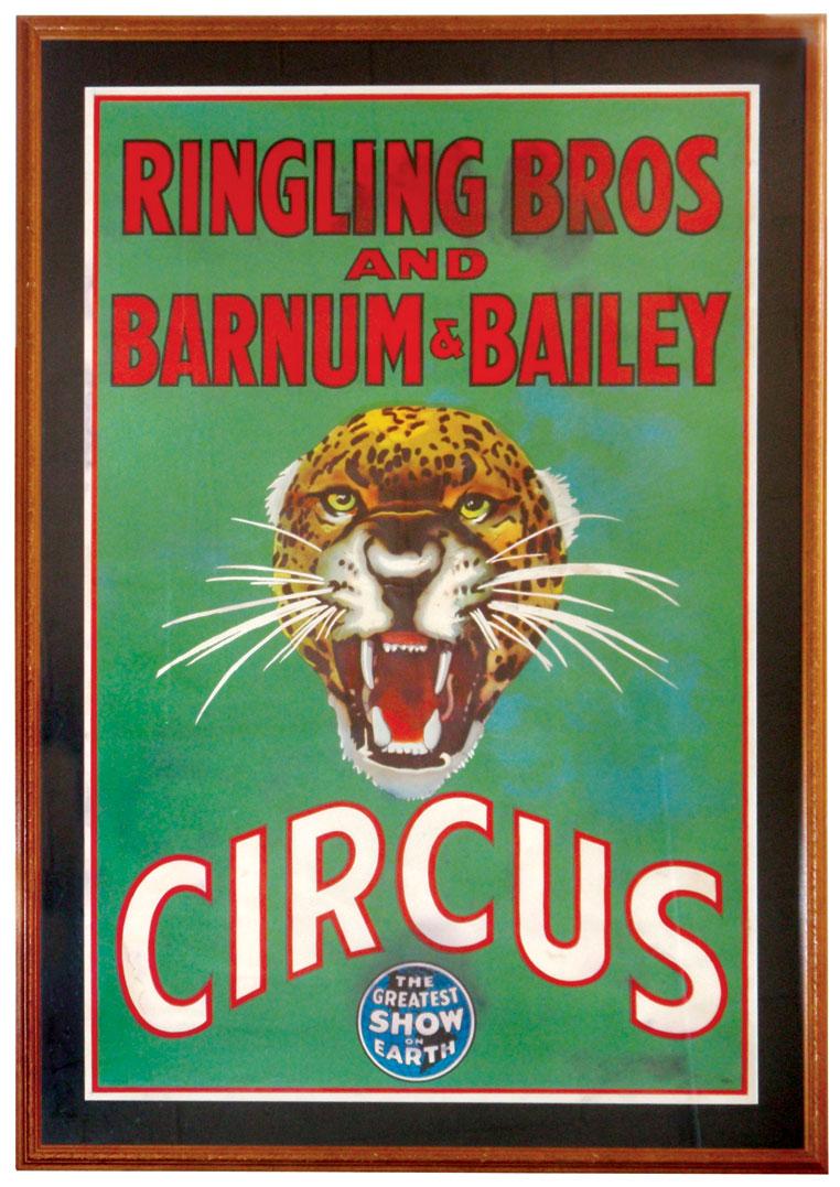 Ringling Bros. & Barnum & Bailey Circus poster, roaring leopard center ...